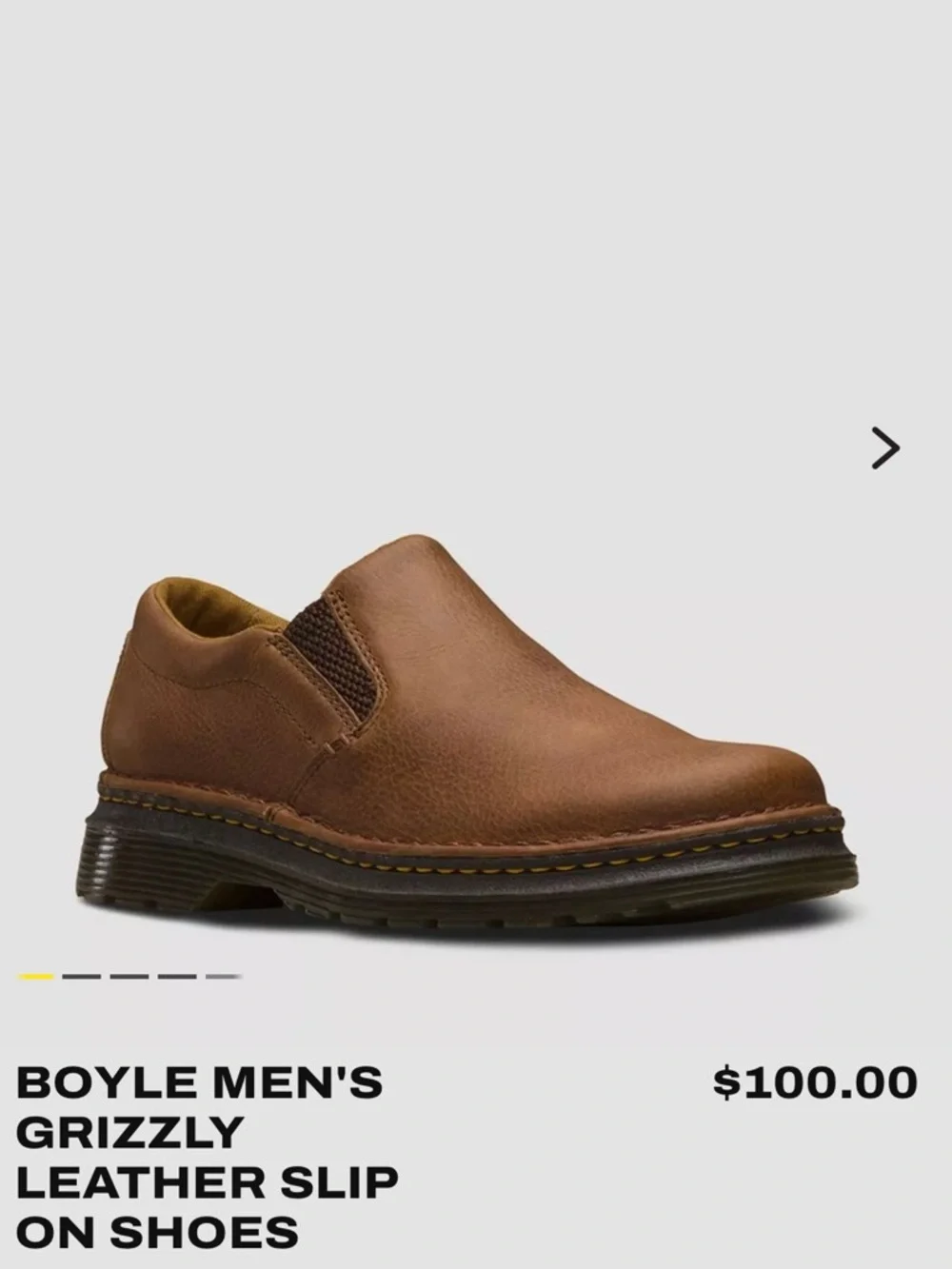 Dr Martens Boyle Grizzly Leather Slip On Shoes Tan Casual Comfort Men’s Size 11M